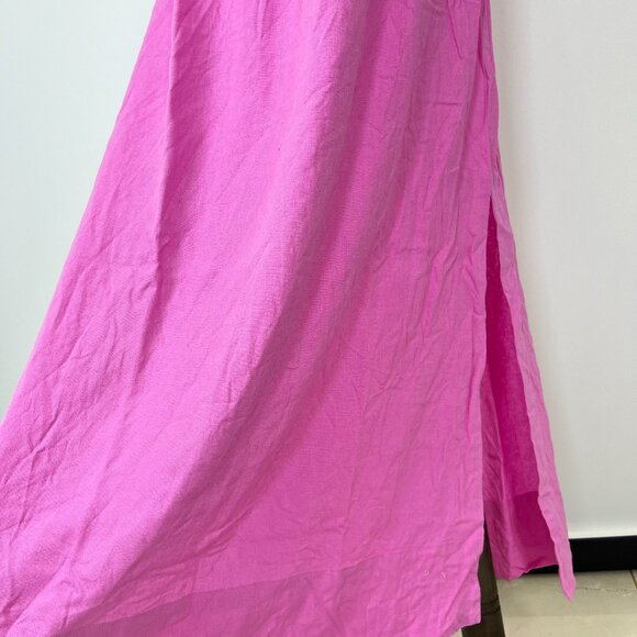 NWOT Farm Rio Linen Blend Pink Sleeveless Midi Dress Size XS - Picture 4 of 9